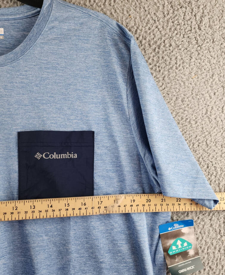 Columbia Hike Novelty Performance Crewneck T-Shirt Men's XL Blue Short Sleeves~