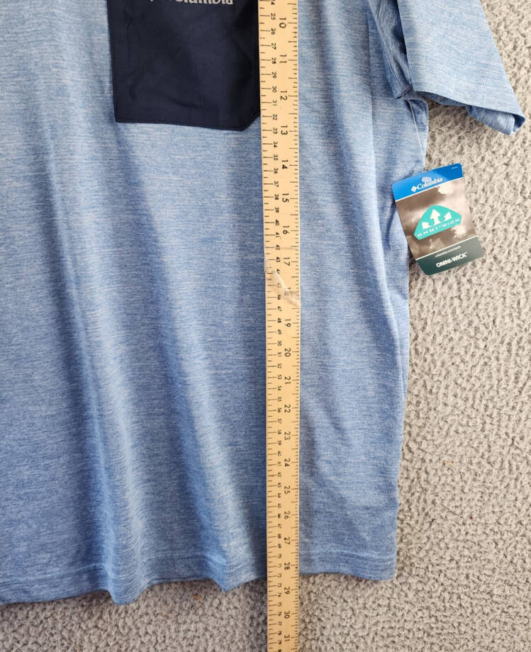 Columbia Hike Novelty Performance Crewneck T-Shirt Men's XL Blue Short Sleeves~
