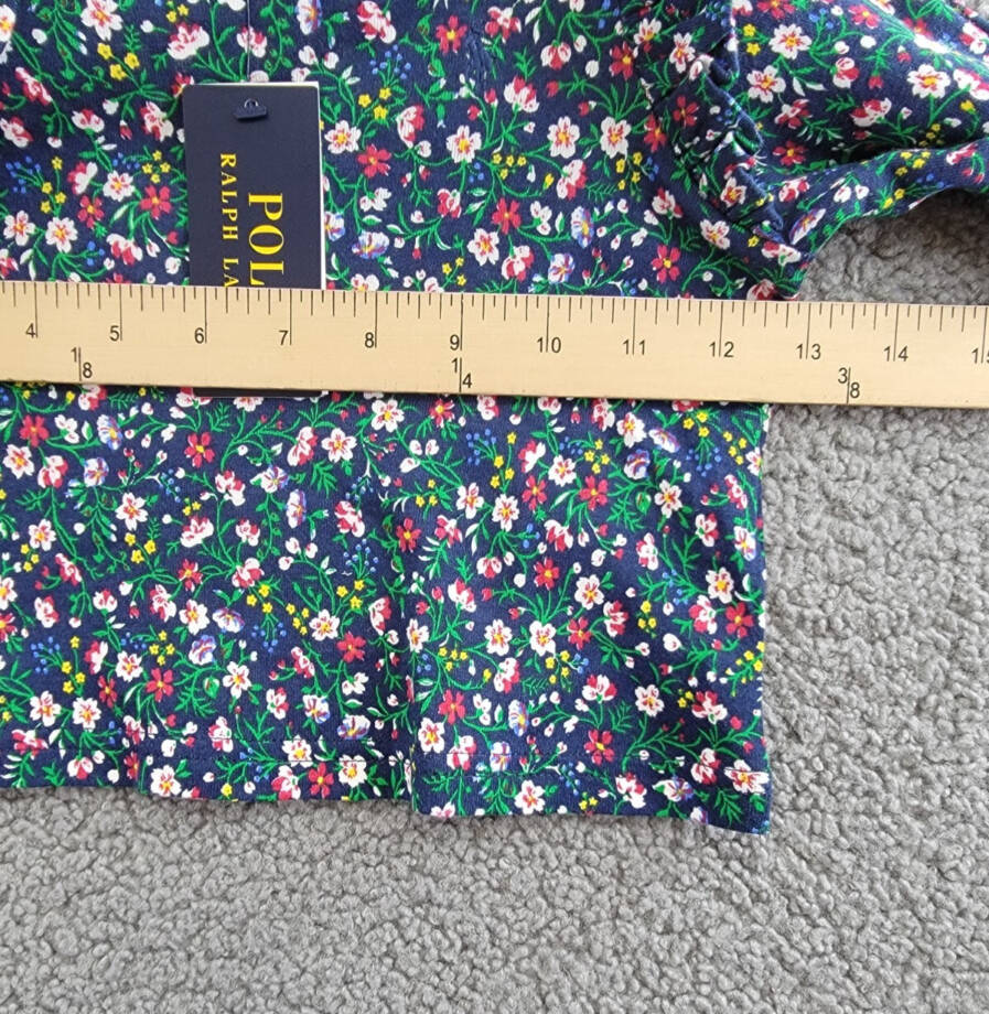 Polo Ralph Lauren Floral Ruffled Top Little Girls 4 Navy Multi Crew Neck L/S