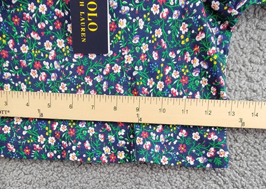 Polo Ralph Lauren Floral Ruffled Top Little Girls 4 Navy Multi Crew Neck L/S
