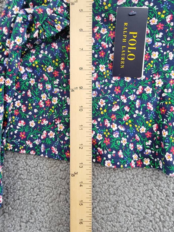 Polo Ralph Lauren Floral Ruffled Top Little Girls 4 Navy Multi Crew Neck L/S