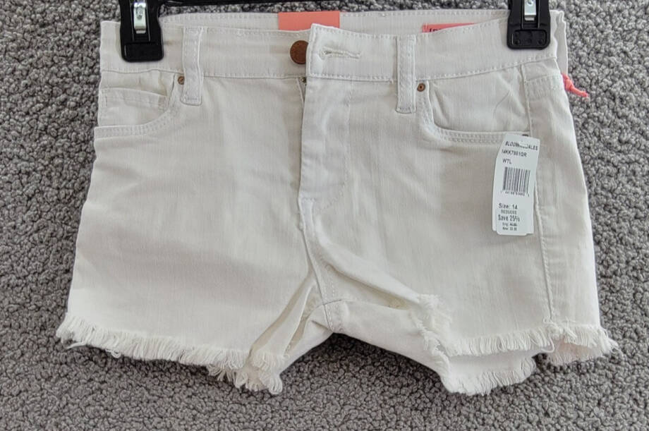BLANKNYC Cutoff Shorts Big Girls 14 White Solid 5 Pockets Zip/Button Closure