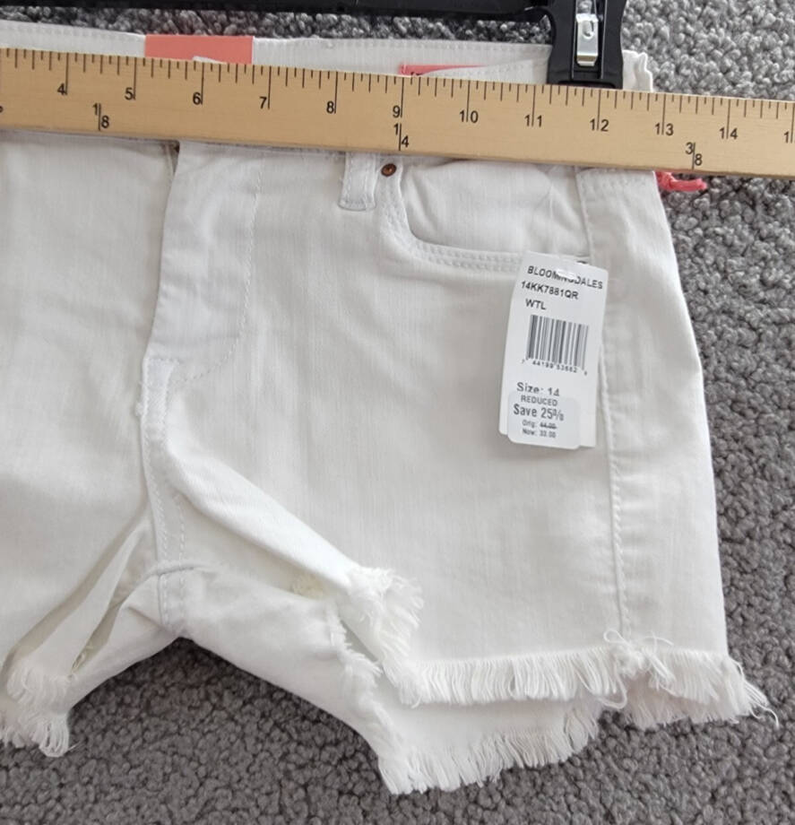 BLANKNYC Cutoff Shorts Big Girls 14 White Solid 5 Pockets Zip/Button Closure