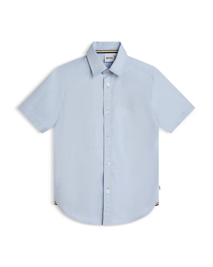 BOSS Kidswear Short Sleeved Shirt Boys' 14 Pale Blue Button Closure Shirt Collar