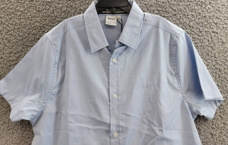 BOSS Kidswear Short Sleeved Shirt Boys' 14 Pale Blue Button Closure Shirt Collar