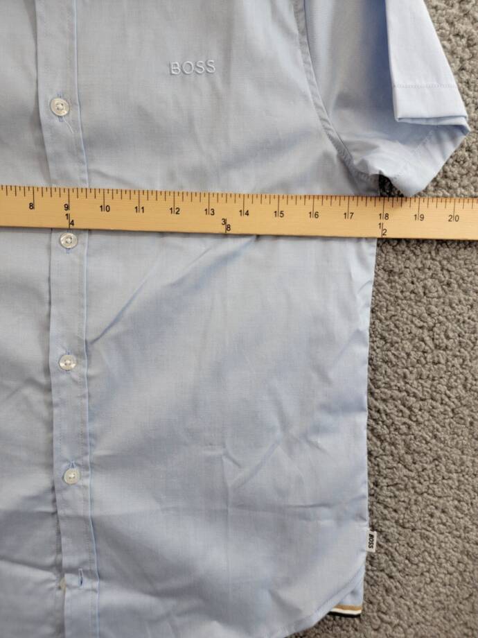 BOSS Kidswear Short Sleeved Shirt Boys' 14 Pale Blue Button Closure Shirt Collar