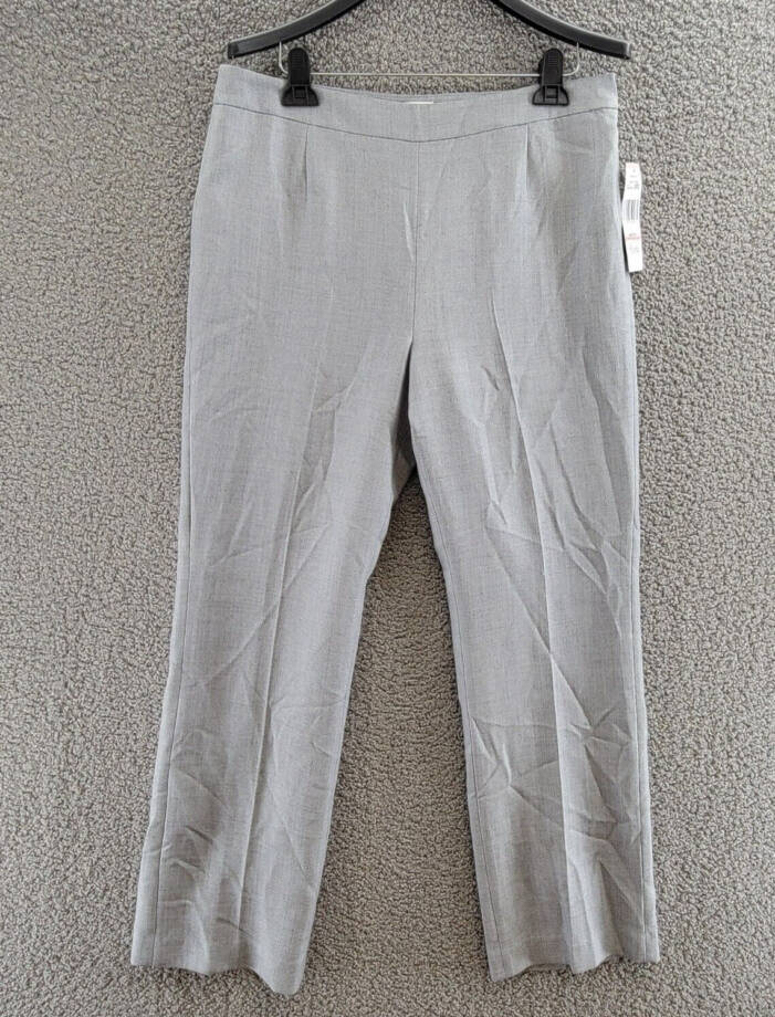 Le Suit High Rise Pants Women's 10 Granite Heather Pull On Style Pleat Front