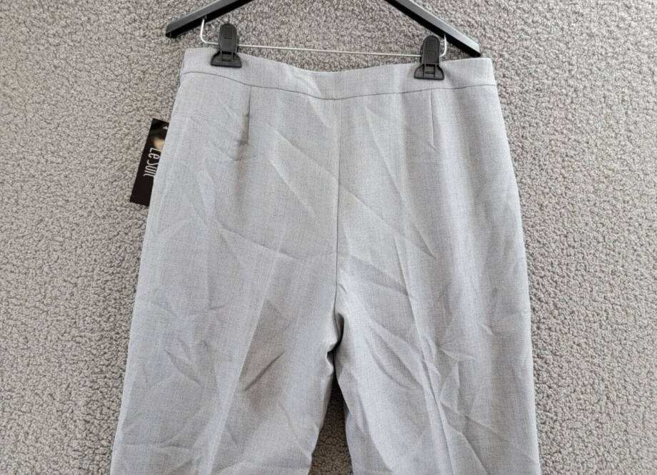 Le Suit High Rise Pants Women's 10 Granite Heather Pull On Style Pleat Front