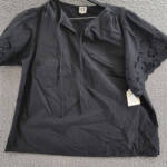 Anne Klein Open-Embroidery Tie-Neck Blouse Women's 1X Black Round Neck Pullover