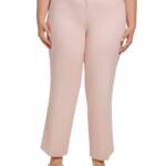 Calvin Klein Plus Size Solid Crepe Ankle Pants Women's 14W Petal Pink Zip Fly
