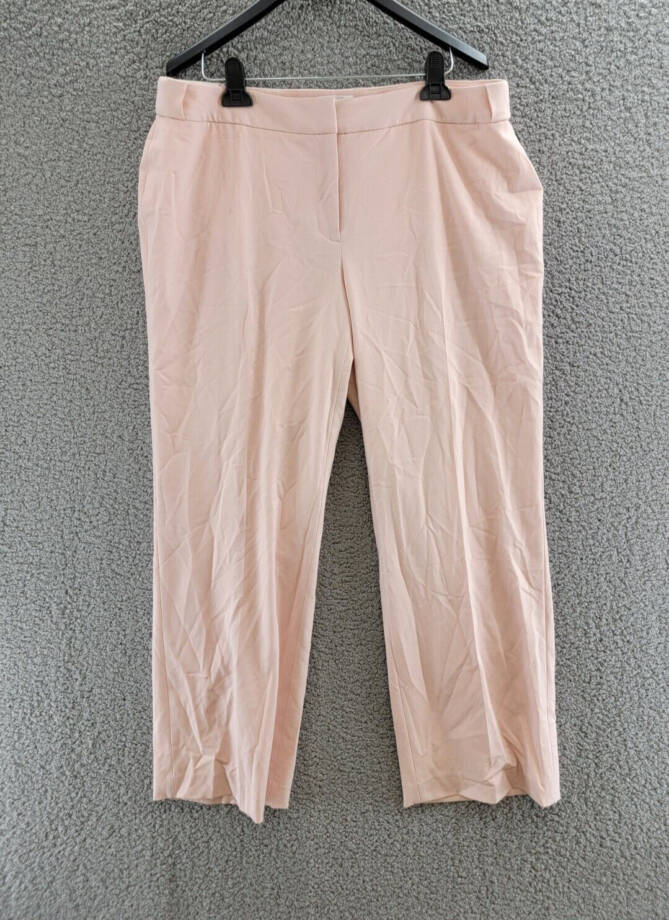 Calvin Klein Plus Size Solid Crepe Ankle Pants Women's 14W Petal Pink Zip Fly