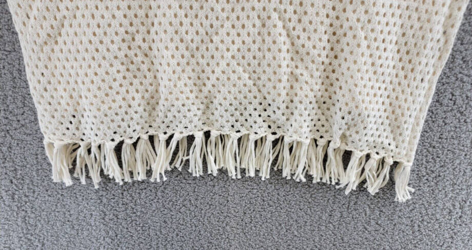 Vince Camuto Plus Size Fringed Crochet Stitch Top Women's 3X Ivory Pullover