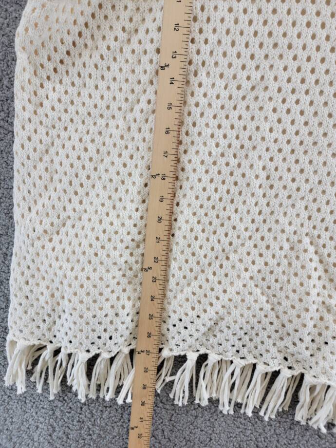 Vince Camuto Plus Size Fringed Crochet Stitch Top Women's 3X Ivory Pullover