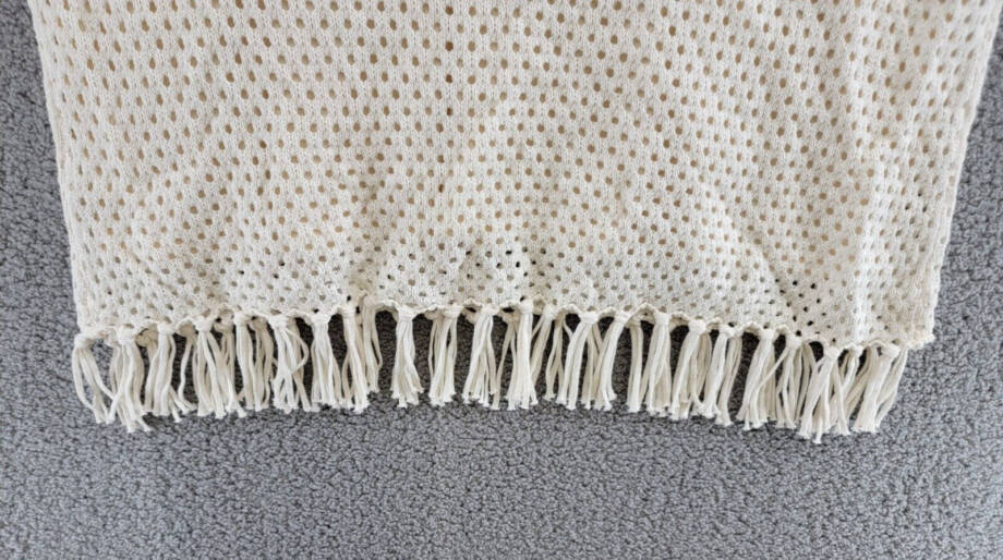 Vince Camuto Plus Size Fringed Crochet Stitch Top Women's 3X Ivory Pullover