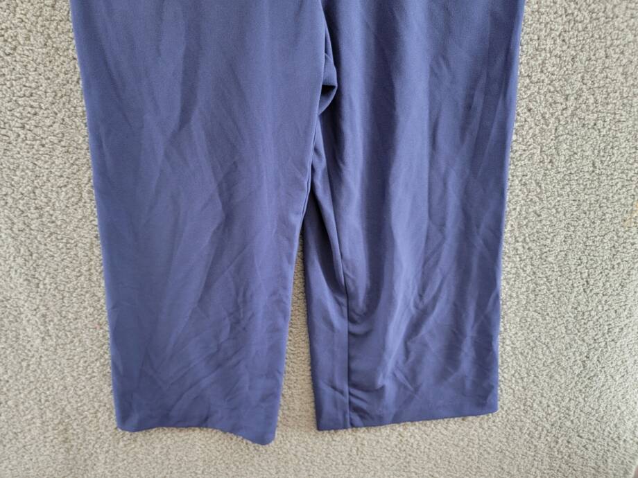 RACHEL Rachel Roy Ruffled-Sleeve Cropped Jumpsuit Womens L Navy Back Zip Closure