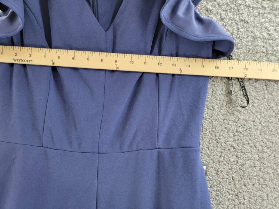 RACHEL Rachel Roy Ruffled-Sleeve Cropped Jumpsuit Womens L Navy Back Zip Closure