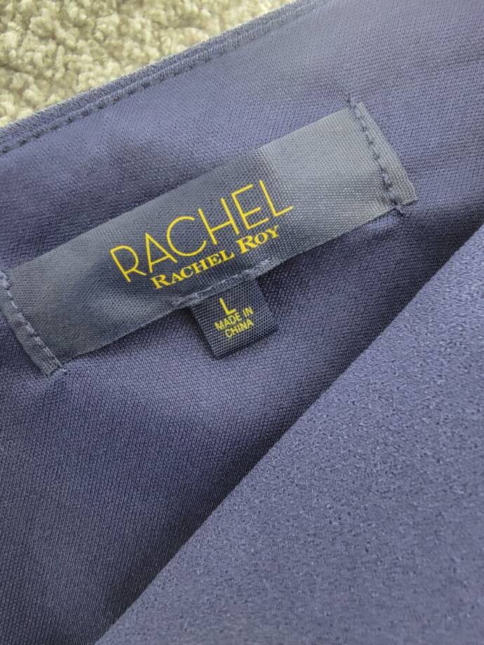 RACHEL Rachel Roy Ruffled-Sleeve Cropped Jumpsuit Womens L Navy Back Zip Closure