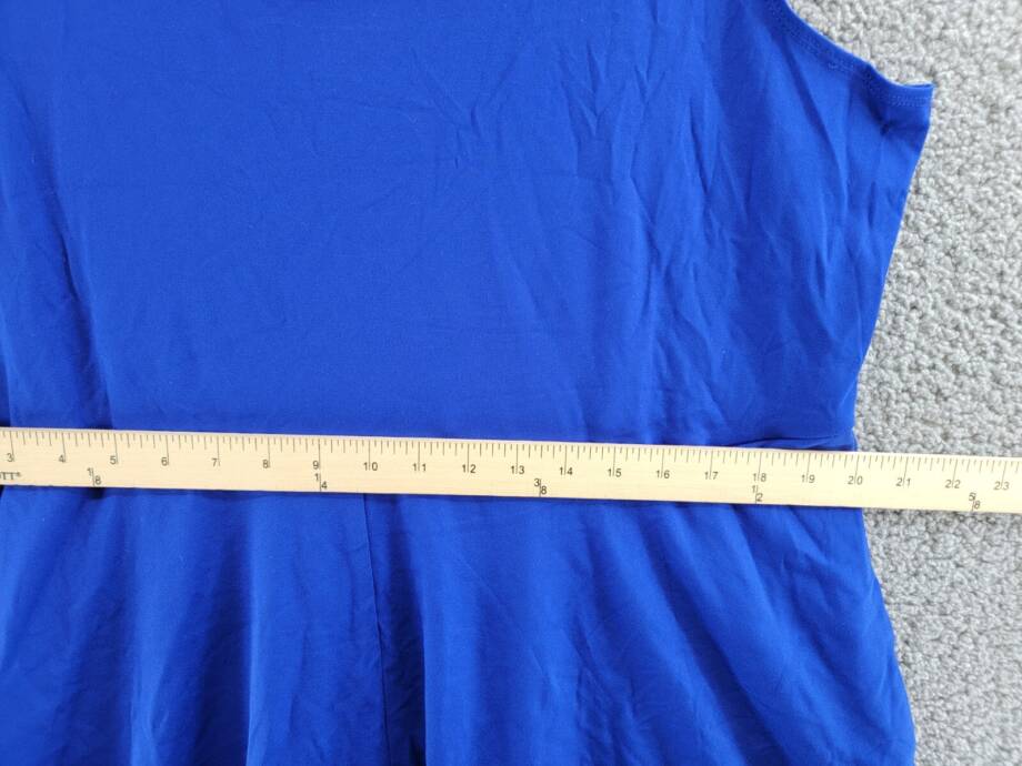 MSK Plus Size Pullover Dress Women's 2X Blue Side Pockets Scoop Neck Sleeveless