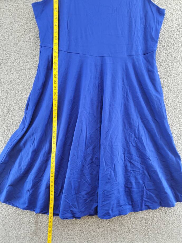 MSK Plus Size Pullover Dress Women's 2X Blue Side Pockets Scoop Neck Sleeveless