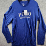 Polo Ralph Lauren Logo-Print Jersey Shirt Men's M Blue Crew Neck Long Sleeve