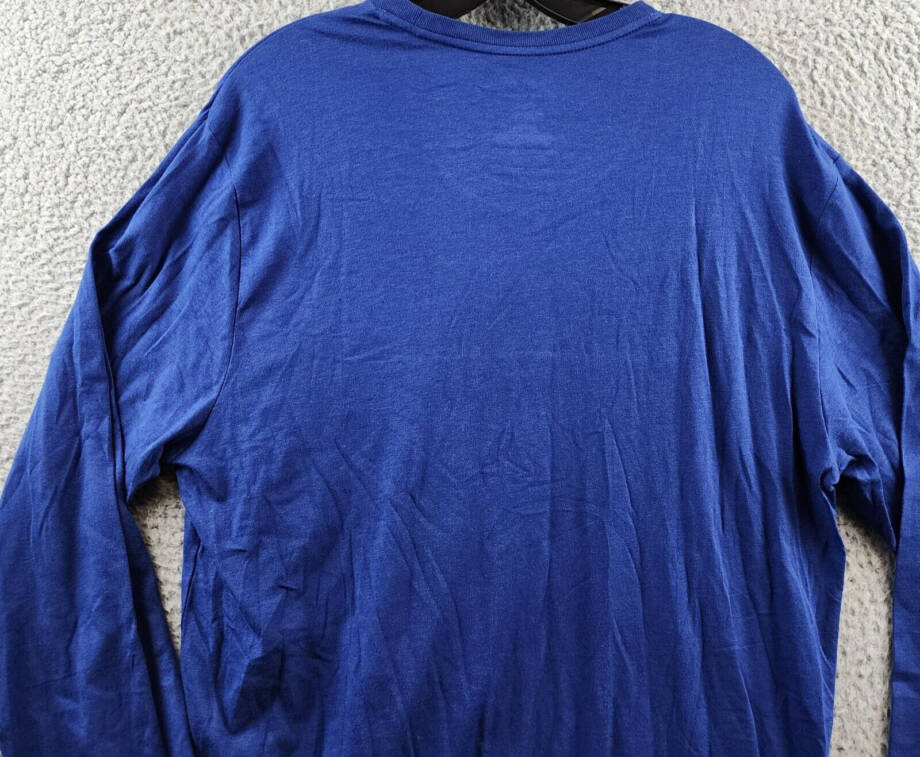 Polo Ralph Lauren Logo-Print Jersey Shirt Men's M Blue Crew Neck Long Sleeve