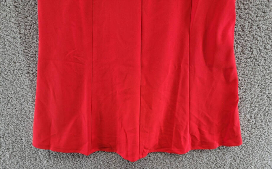 London Times Petite Fit & Flare Scuba Crepe Midi Dress Women's 10P Red Back Zip