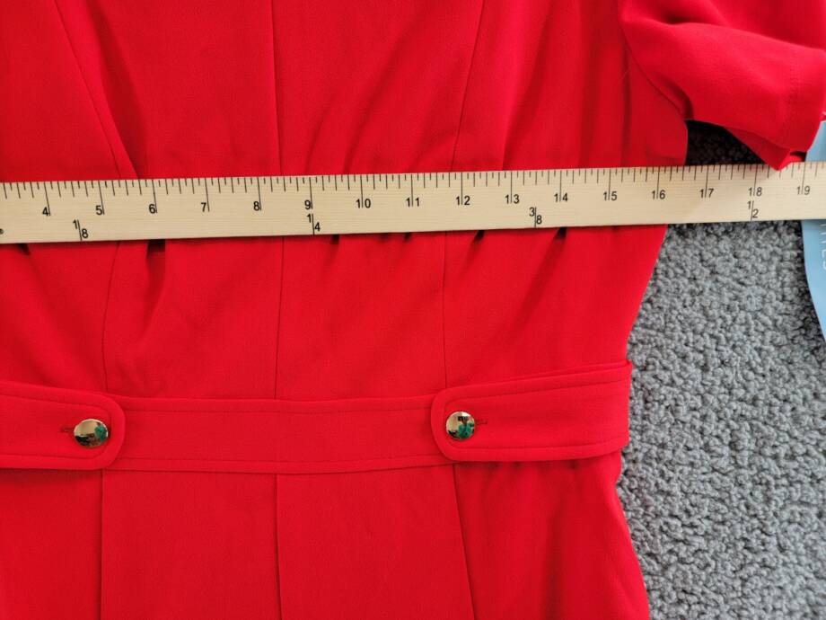 London Times Petite Fit & Flare Scuba Crepe Midi Dress Women's 10P Red Back Zip