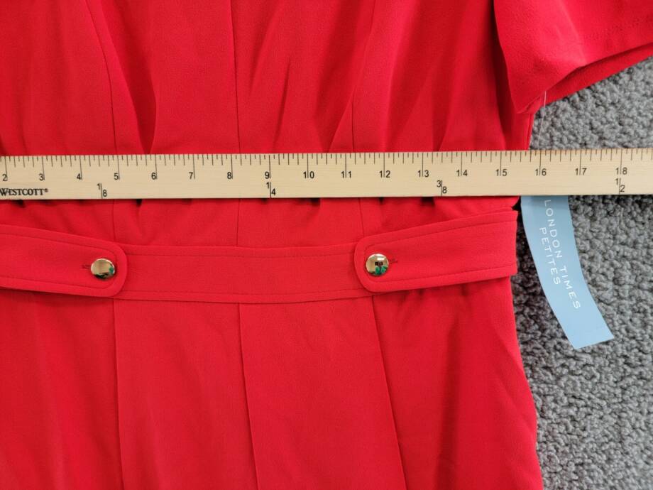London Times Petite Fit & Flare Scuba Crepe Midi Dress Women's 10P Red Back Zip