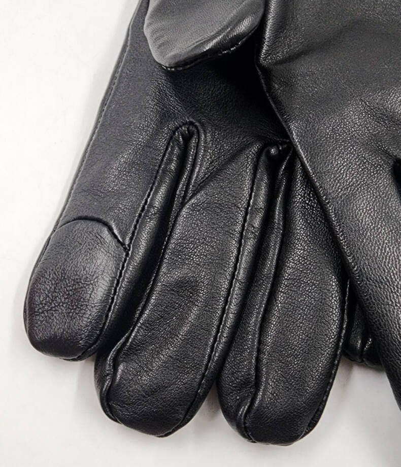 MICHAEL Michael Kors Leather Logo Ornament Gloves Women's XL Black/Gold Elastic~