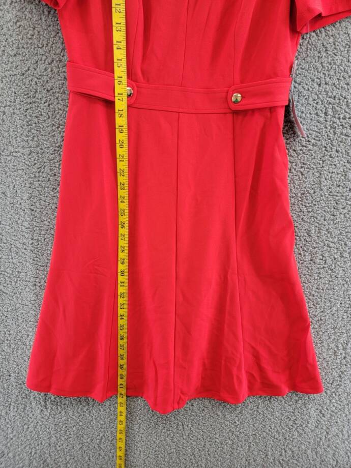 London Times Petite Fit & Flare Scuba Crepe Midi Dress Women's 10P Red Back Zip