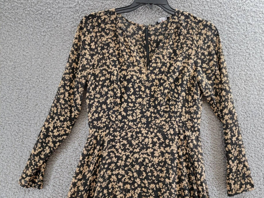 Tommy Hilfiger Crossover-Hem Midi Dress Women's 8 Black/Tan Back Zip Closure