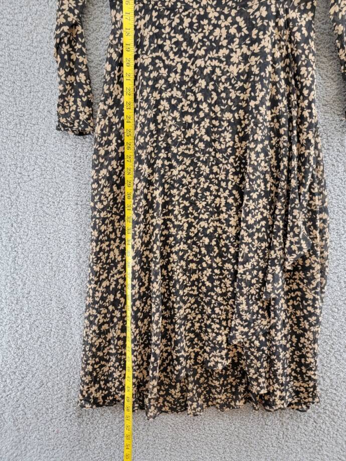 Tommy Hilfiger Crossover-Hem Midi Dress Women's 8 Black/Tan Back Zip Closure
