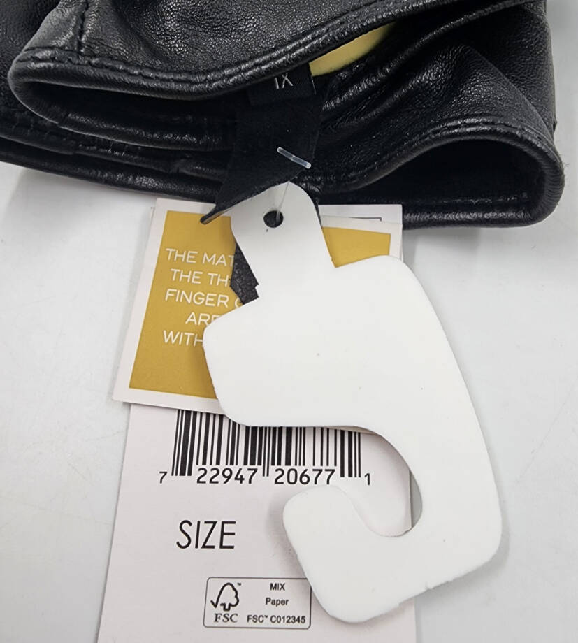 MICHAEL Michael Kors Leather Logo Ornament Gloves Women's XL Black/Gold Elastic~