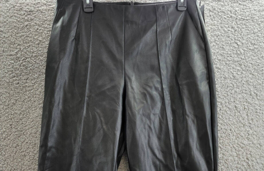 French Connection Claudia Faux-Leather Kick-Flare Pants Womens 10 Black Back Zip