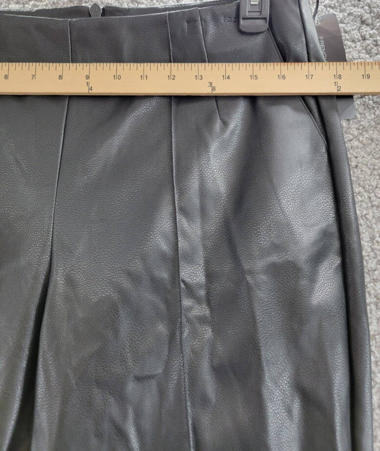 French Connection Claudia Faux-Leather Kick-Flare Pants Womens 10 Black Back Zip