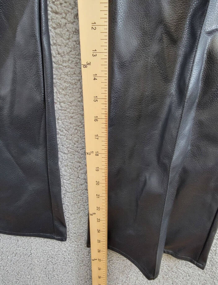 French Connection Claudia Faux-Leather Kick-Flare Pants Womens 10 Black Back Zip