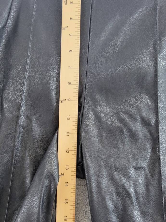 French Connection Claudia Faux-Leather Kick-Flare Pants Womens 10 Black Back Zip