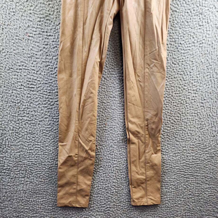 Lyssé Textured Faux Leather Leggings Womens XS Warm Biscuit Elastic Waist PullOn
