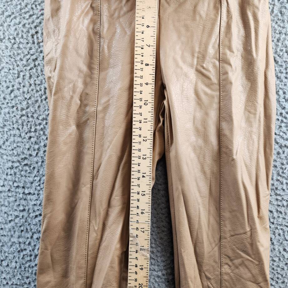 Lyssé Textured Faux Leather Leggings Womens XS Warm Biscuit Elastic Waist PullOn