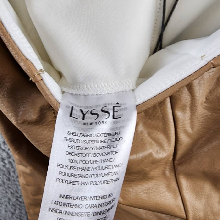 Lyssé Textured Faux Leather Leggings Womens XS Warm Biscuit Elastic Waist PullOn