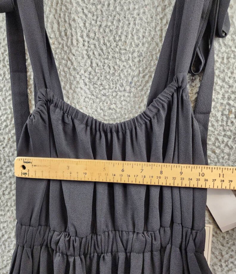 1.STATE Tie Shoulder Midi Dress Women's XXS Rich Black Sleeveless Lined Pullover
