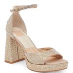 Dolce Vita Pandro Crystal Embellished Block Heels Women's 9.5 Light Gold