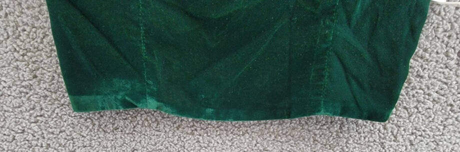 Aqua Velvet Cropped Top Women's L Dark Green Sweetheart Neck Side Zip Closure