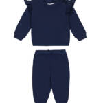 Ralph Lauren Ruffle Tracksuit Baby Girls' 6M Rustic Navy Crew Neck Long Sleeve