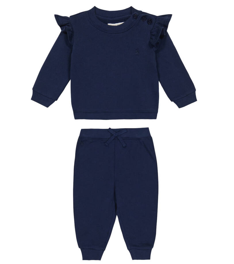 Ralph Lauren Ruffle Tracksuit Baby Girls' 6M Rustic Navy Crew Neck Long Sleeve