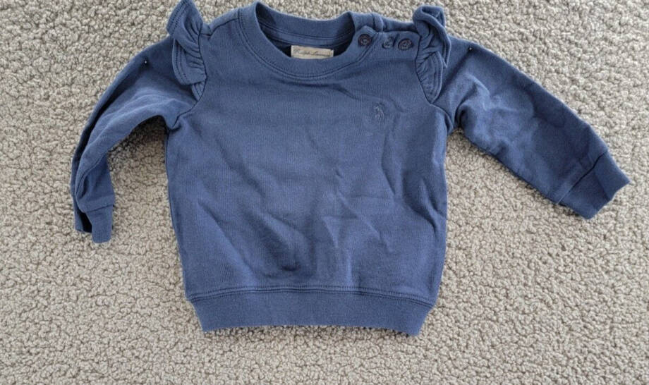 Ralph Lauren Ruffle Tracksuit Baby Girls' 6M Rustic Navy Crew Neck Long Sleeve