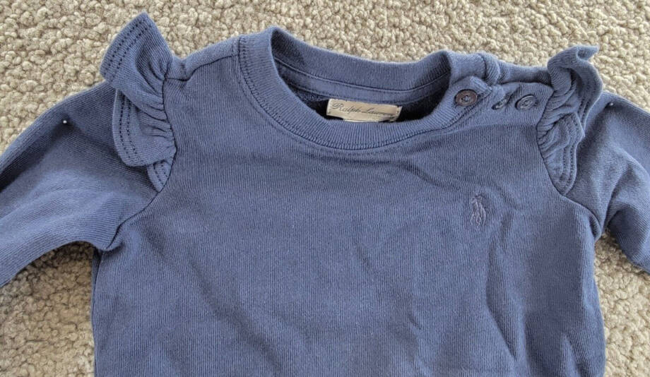 Ralph Lauren Ruffle Tracksuit Baby Girls' 6M Rustic Navy Crew Neck Long Sleeve