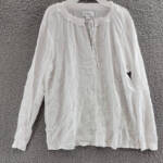Velvet by Graham & Spencer Samantha Bishop Sleeve Split Neck Blouse Women's L