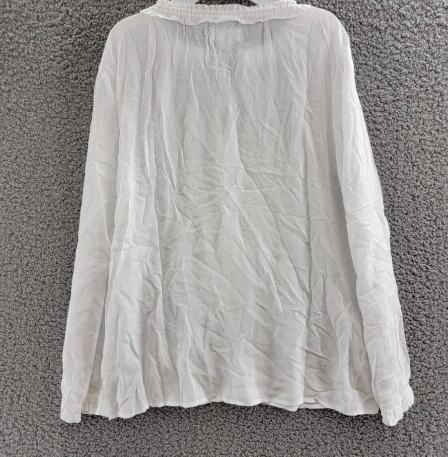 Velvet by Graham & Spencer Samantha Bishop Sleeve Split Neck Blouse Women's L