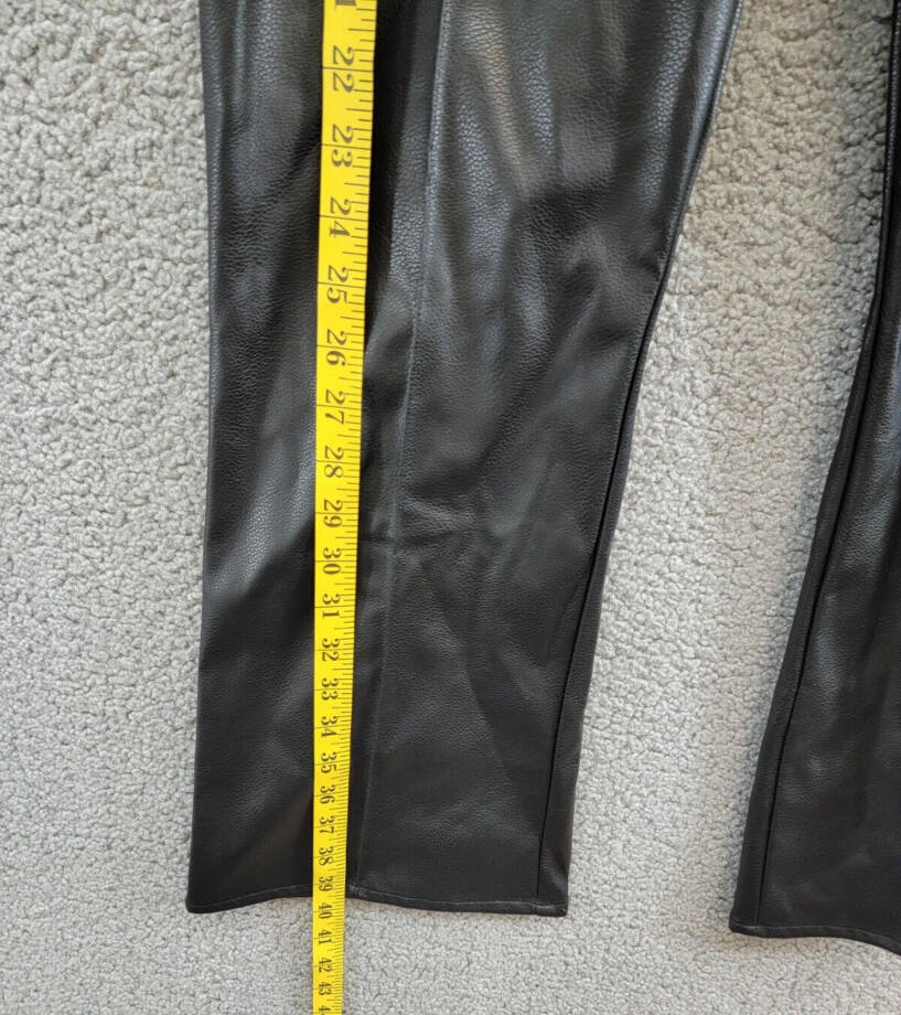 French Connection Claudia Faux-Leather Kick-Flare Pants Womens 10 Black Back Zip